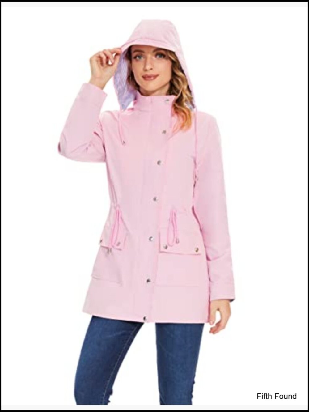 Women's Waterproof Rain Jacket Lightweight Hooded Trench Coat Windbreaker - Picture 5 of 7